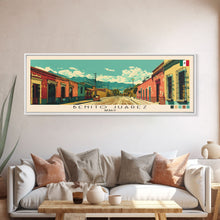 Load image into Gallery viewer, Benito Juarez, Mexico Panoramic Canvas Print, Benito Juarez, Mexico Painting, Mexico Art, Benito Juarez Travel Poster, Travel Art, Living Room Painting
