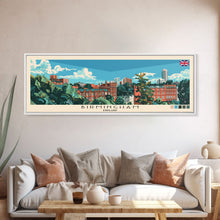 Cargar imagen en el visor de la galería, Birmingham, England Panoramic Canvas Print, Birmingham, England Painting, England Art, Birmingham Travel Poster, Travel Art, Guest Room Painting

