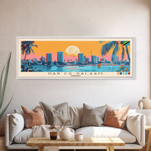 Load image into Gallery viewer, Dar es Salaam, Tanzania Panoramic Canvas Print, Dar es Salaam, Tanzania Painting, Tanzania Art, Dar es Salaam Travel Poster, Travel Art, Living Room Painting
