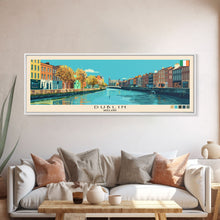 Load image into Gallery viewer, Dublin, Ireland Panoramic Canvas Print, Dublin, Ireland Painting, Ireland Art, Dublin Travel Poster, Travel Art, Guest Room Painting
