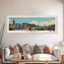 Load image into Gallery viewer, Edinburgh, Scotland Panoramic Canvas Print, Edinburgh, Scotland Painting, Scotland Art, Edinburgh Travel Poster, Travel Art, Vacation Gift
