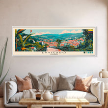 Load image into Gallery viewer, Envigado, Colombia Panoramic Canvas Print, Envigado, Colombia Painting, Colombia Art, Envigado Travel Poster, Travel Art, Guest Room Painting
