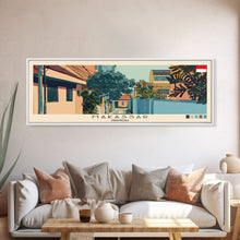 Load image into Gallery viewer, Makassar, Indonesia Panoramic Canvas Print, Makassar, Indonesia Painting, Indonesia Art, Makassar Travel Poster, Travel Art, Guest Room Painting
