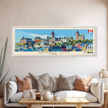 Load image into Gallery viewer, Quebec City, Canada Panoramic Canvas Print, Quebec City, Canada Painting, Canada Art, Quebec City Travel Poster, Travel Art, Vacation Gift
