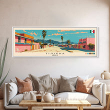 Load image into Gallery viewer, Tijuana, Mexico Panoramic Canvas Print, Tijuana, Mexico Painting, Mexico Art, Tijuana Travel Poster, Travel Art, Housewarming Gift
