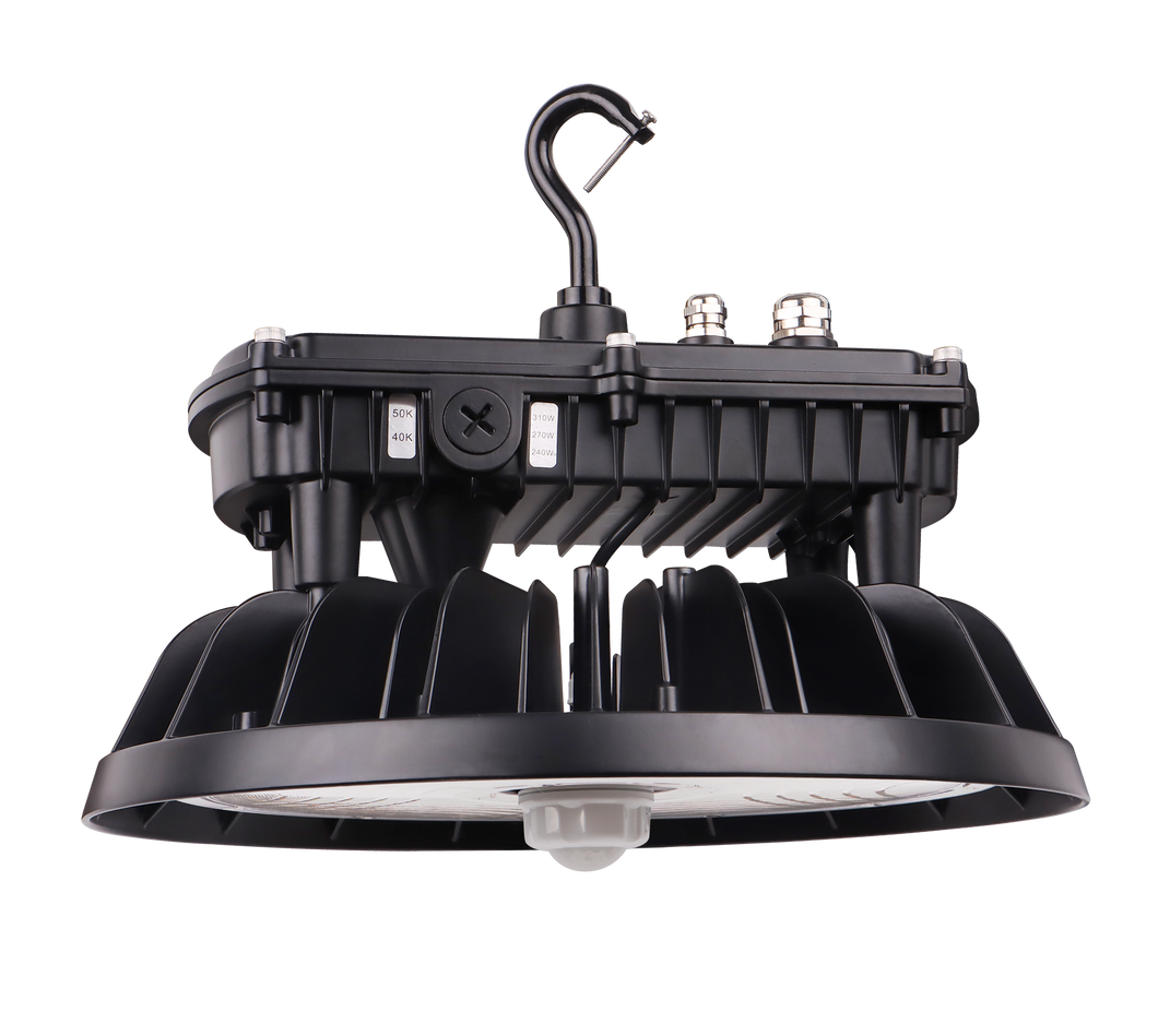 310W Tunable UFO LED High Bay Light - Selectable Wattage (310W /270W/240W) & CCT (4000K/5000K), 47,430 Lumens, 0-10V Dimmable - UL & DLC 5.1 Certified