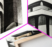 Carregar imagem no visualizador da galeria, Black And White Art Print, Art Deco Architecture, Framed Canvas Print, Ready To Hang Framed Wall Art, Living Room Wall Hanging
