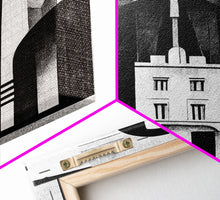 Carregar imagem no visualizador da galeria, Art Deco Black And White Art Print, Art Deco Architecture, Framed Canvas Print, Ready To Hang Framed Wall Art, Living Room Wall Hanging
