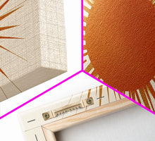 Load image into Gallery viewer, 3 Piece Framed Canvas Wall Art Sun With Rays, Mid Century Modern, Art Deco, Retro Wall Art, Shabby Chic Boho Wall Art for Bedroom
