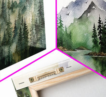 Cargar imagen en el visor de la galería, Triptych Framed Canvas Wall Art Set of 3 Green Forest Mountain Nature Landscape Prints Minimalist Modern Art, Woodland Nursery Decor
