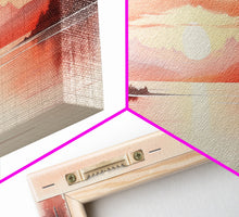 Load image into Gallery viewer, Beautiful Red Lake Sunset 3 Piece Framed Canvas Print Set, Above Sofa Art, Living Room Decor, Beautiful Wall Art, Watercolor Painting
