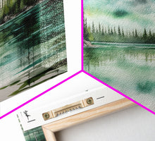Load image into Gallery viewer, 3 Panel Framed Canvas Print Wall Art Set of 3 Emerald Green Mountain Forest Lake Landscape Minimalist Modern Art Nature Wall Decor Pine Tree
