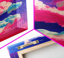 Load image into Gallery viewer, Bubble Gum Clouds, Trippy Psychedelic Surrealist Cloud Art, Framed Canvas Print, Ready To Hang Framed Wall Art
