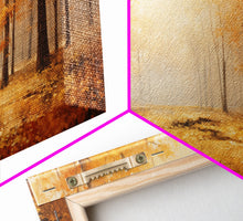 Cargar imagen en el visor de la galería, Fall Decor Framed Canvas Print | Trees With Falling Leaves | Fall Wedding Decor | Fall Home Decor | Fall Wall Decor | Rustic Fall Decor
