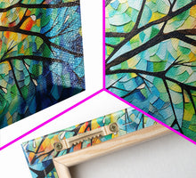 Carregar imagem no visualizador da galeria, Beautiful Impasto Style Tree Branch&amp; Leaves Canvas Print, Framed Wall Art, Above Sofa Art, Air BNB Decor, Framed Wall Decor, Centerpiece Art
