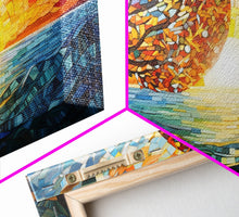 Carregar imagem no visualizador da galeria, Abstract Wall Art, Nature Wall Print, Mosaic Wall Art, Sunset Art, Canvas Print, Wall Hanging, Landscape Art, Home Office Art, Couples Gift
