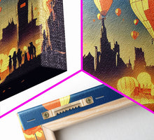 Load image into Gallery viewer, Flight of the balloons, hot air balloon armada, framed canvas print, ready to hang framed wall art
