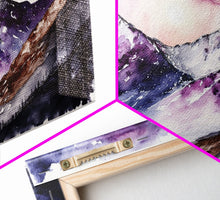 Load image into Gallery viewer, Framed Canvas Print of Majestic Mountain Landscape | Vibrant Hues | Watercolor Painting | Ready-to-Hang | Home Decor
