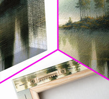 Load image into Gallery viewer, framed lake landscape art, panoramic, framed wall art,  living room wall decor, framed canvas, minimalist landscape, abstract landscape art
