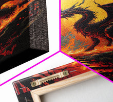 Load image into Gallery viewer, Fiery Dragon Burning Down Forest Canvas Print - Mystical Fantasy Wall Art Home Decor Artwork
