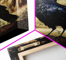Load image into Gallery viewer, Portrait of a raven, cool crow art, framed canvas print
