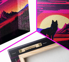 Load image into Gallery viewer, Desert Full Moon Silhouette Fox Purple Wall Art Print, Wall Decor, Wall Poster, Fine Art Print
