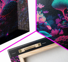 Load image into Gallery viewer, Coral Reef art, synthwave aesthetic ocean art, framed canvas art, framed wall art canvas print
