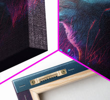 Carregar imagem no visualizador da galeria, Cute animal prints, vaporwave fox hunting in the tall grass, framed canvas print
