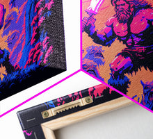 Load image into Gallery viewer, Barbarian pixel art, vaporwave RPG concept art, framed canvas print, synthwave tabletop art
