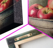 Cargar imagen en el visor de la galería, Farmhouse Kitchen Art, Framed Canvas Print, Still Life of Apples In A Rustic Bowl, Photography Print, Kitchen Decor, Rustic Country Kitchen
