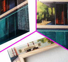 Load image into Gallery viewer, The Pool House, Mid Century Modern Decor, Framed Wall Art, Architectural Print, Retro Art, Swimming Pool Art, Framed Painting
