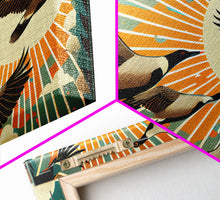 Cargar imagen en el visor de la galería, Flock of Geese, art deco style, midcentury style art, framed canvas print
