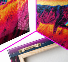 Load image into Gallery viewer, Cute fox in the tall grass, animal print, vaporwave framed canvas print, retrowave animal art
