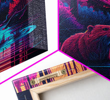 Carregar imagem no visualizador da galeria, Cute beaver in a river, pink vaporwave art, animal  prints, framed canvas print, framed wall art
