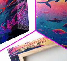 Load image into Gallery viewer, 80s Vibe Under The Sea Coral Reef Art, framed canvas print, fish and reef art
