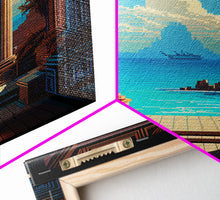 Load image into Gallery viewer, Retro Style Videogame Art, Pixel Roman Architecture Art, 8 bit art, framed canvas print
