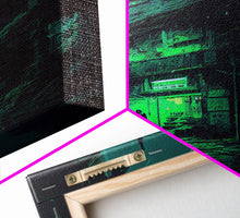 Load image into Gallery viewer, Cyberpunk Dystopian Emerald Green Town City Background Fine Art Print, Wall Decor, Wall Poster, Wall Art Print
