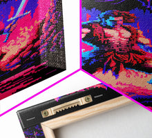 Carregar imagem no visualizador da galeria, Tabletop RPG art, vaporwave neon aesthetic, Barbarian art, framed canvas print
