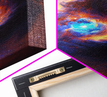 Cargar imagen en el visor de la galería, Colorful Nebula in Deep Space, Framed canvas print, retrowave watercolor space art
