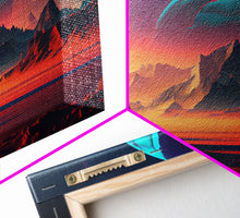 Load image into Gallery viewer, 3 Moon Fantasy World, Retro Style Sci-Fi Art, Framed Canvas Print, Futuristic Art, Fantasy Decor
