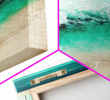 Carregar imagem no visualizador da galeria, Canvas Print, Painting of Emerald Green Waves, Framed Canvas Art, whimsical ocean art, framed wall art
