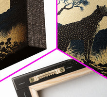 Load image into Gallery viewer, Cheetah Made of Stars Print, Synthwave Animal Prints, Cheetah and a starry night sky, framed canvas print, cute animal art
