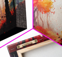 Load image into Gallery viewer, Autumn in the forest, orange and red leaves, framed canvas print, watercolor painting print on canvas, colorful wall art
