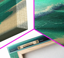 Carregar imagem no visualizador da galeria, Canvas Print, Painting of Emerald Green Waves, Framed Canvas Art
