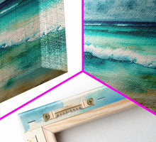 Load image into Gallery viewer, framed emerald green ocean art, beach wall art, framed wall art, living room wall decor, abstract landscape art, framed canvas print
