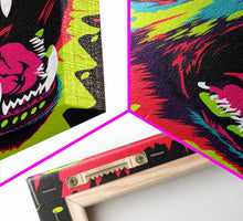 Cargar imagen en el visor de la galería, CHOMP! Wolf Bite! Framed Canvas Print, Unique Pop Art Style Animal Print
