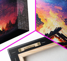 Carregar imagem no visualizador da galeria, Campfire Print, Framed Canvas Art, Original Artwork, Hiking, Up North, Lake Life, Cabin Decor
