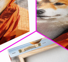 Load image into Gallery viewer, Shiba Inu Wall Print, Dog Wall Art, Animal Art, Orange Jacket, Funny Wall Art, Framed Wall Art, Framed Canvas, Wall Print, Wall Canvas
