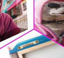 Cargar imagen en el visor de la galería, Chihuahua Wall Print, Dog Wall Art, Dog Sunglasses, Pink Hoodie, Funny Wall Art, Framed Wall Art, Framed Canvas, Wall Print, Wall Canvas
