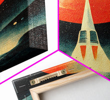 Carregar imagem no visualizador da galeria, Art Deco Style Spaceship, Space Exploration, Science Fiction / SciFi Canvas Print, Ready to Hang Wall Art
